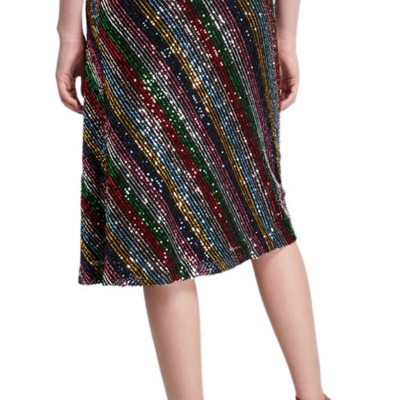 Milly Rainbow Striped Sequin Skirt Size Large - Picture 3 of 5